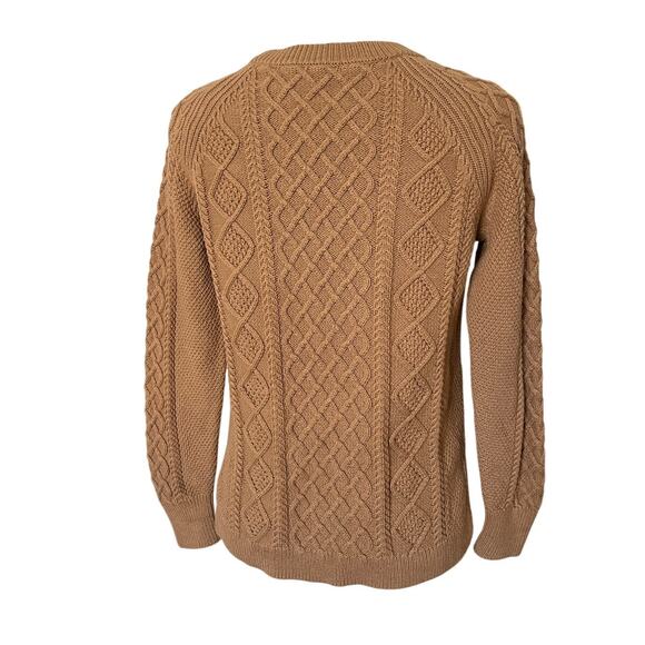 J.Crew 100% Cotton Fisherman Cable Knit Swear in Tan Size Small - Picture 4 of 7